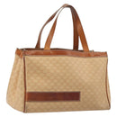 CELINE Macadam Hand Bag PVC Leather Beige Gold Tone Auth ep15137-1