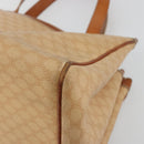 CELINE Macadam Hand Bag PVC Leather Beige Gold Tone Auth ep15137-9