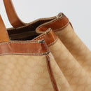 CELINE Macadam Hand Bag PVC Leather Beige Gold Tone Auth ep15137-10