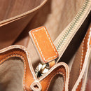 CELINE Macadam Hand Bag PVC Leather Beige Gold Tone Auth ep15137-22