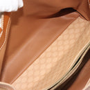 CELINE Macadam Hand Bag PVC Leather Beige Gold Tone Auth ep15137-24
