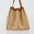 CELINE Macadam Hand Bag PVC Leather Beige Gold Tone Auth ep15137-3