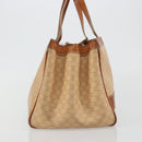 CELINE Macadam Hand Bag PVC Leather Beige Gold Tone Auth ep15137-4