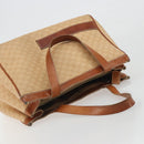 CELINE Macadam Hand Bag PVC Leather Beige Gold Tone Auth ep15137-6