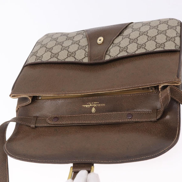 GUCCI GG Supreme Shoulder Bag PVC Leather Beige Gold Tone Auth ep15139