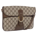 GUCCI GG Supreme Shoulder Bag PVC Leather Beige Gold Tone Auth ep15139-1
