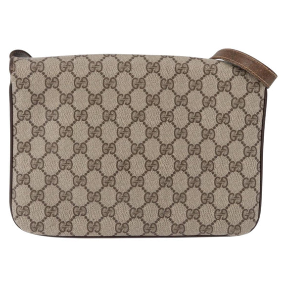 GUCCI GG Supreme Shoulder Bag PVC Leather Beige Gold Tone Auth ep15139