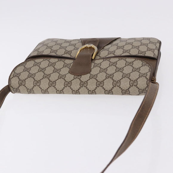 GUCCI GG Supreme Shoulder Bag PVC Leather Beige Gold Tone Auth ep15139