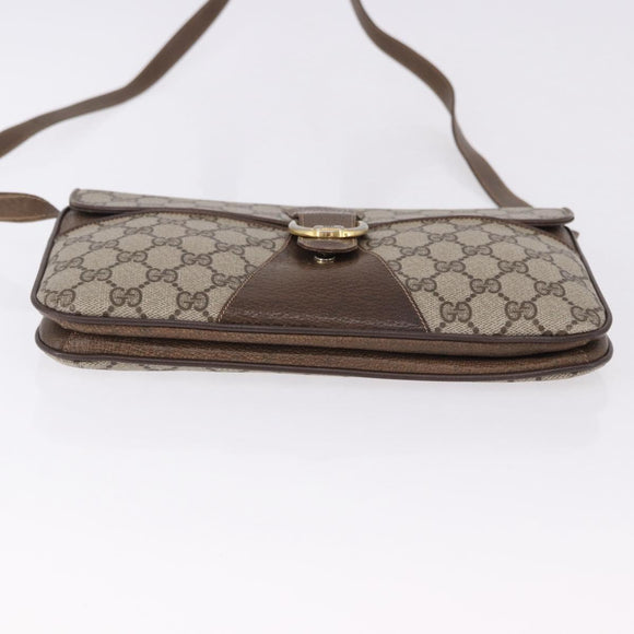 GUCCI GG Supreme Shoulder Bag PVC Leather Beige Gold Tone Auth ep15139