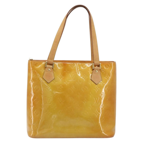 LOUIS VUITTON Monogram Vernis Houston Hand Bag Beige M91004 LV Auth ep15141