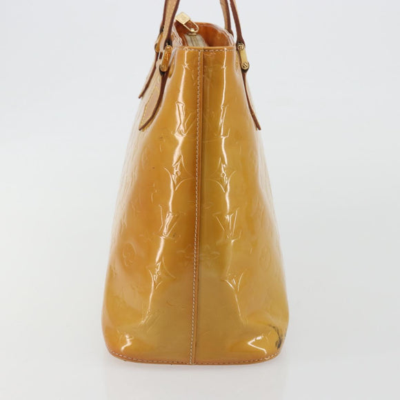 LOUIS VUITTON Monogram Vernis Houston Hand Bag Beige M91004 LV Auth ep15141