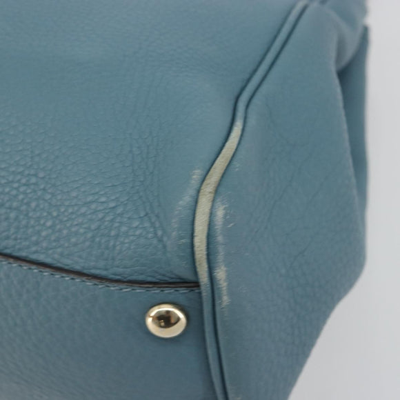 GUCCI Bamboo Hand Bag Leather 2way Blue Silver 336032 Auth ep15143