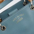 GUCCI Bamboo Hand Bag Leather 2way Blue Silver 336032 Auth ep15143-16