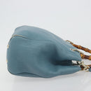 GUCCI Bamboo Hand Bag Leather 2way Blue Silver 336032 Auth ep15143-4