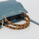 GUCCI Bamboo Hand Bag Leather 2way Blue Silver 336032 Auth ep15143-7