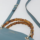 GUCCI Bamboo Hand Bag Leather 2way Blue Silver 336032 Auth ep15143-8