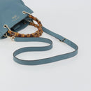 GUCCI Bamboo Hand Bag Leather 2way Blue Silver 336032 Auth ep15143-9