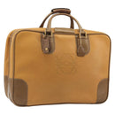 LOEWE Anagram Trunk Leather Beige Gold Tone Auth ep15147-1