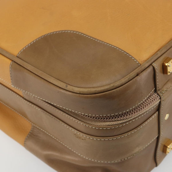 LOEWE Anagram Trunk Leather Beige Gold Tone Auth ep15147