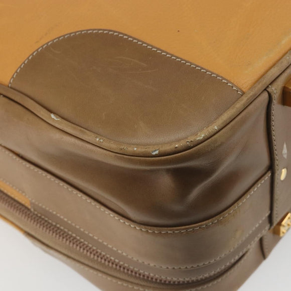 LOEWE Anagram Trunk Leather Beige Gold Tone Auth ep15147