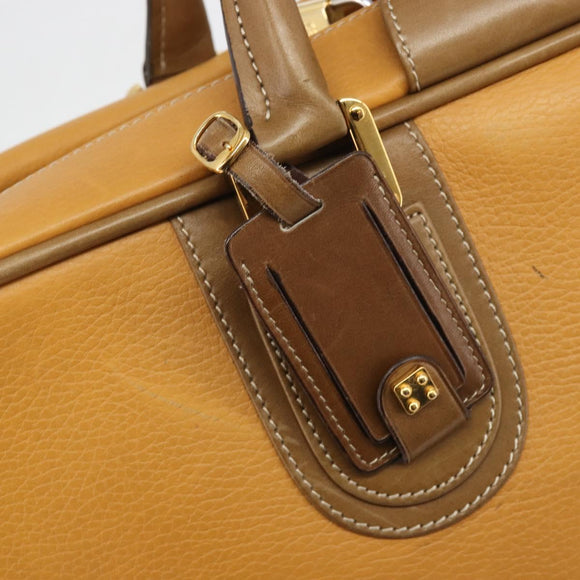 LOEWE Anagram Trunk Leather Beige Gold Tone Auth ep15147
