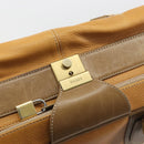 LOEWE Anagram Trunk Leather Beige Gold Tone Auth ep15147-16