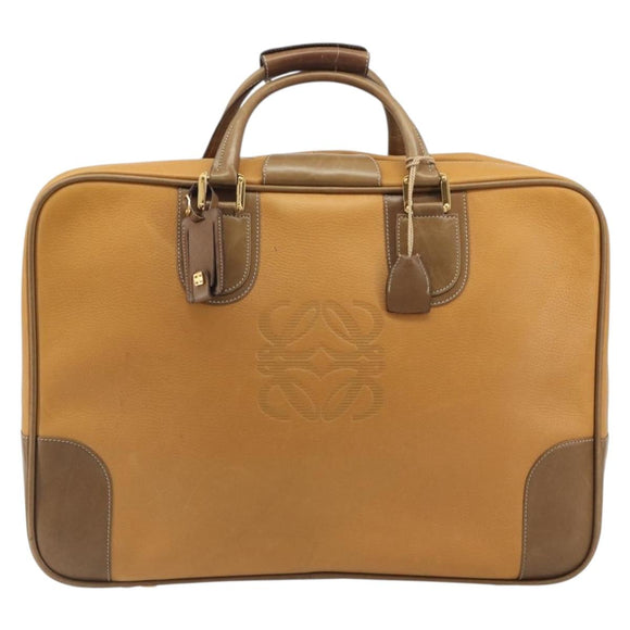 LOEWE Anagram Trunk Leather Beige Gold Tone Auth ep15147