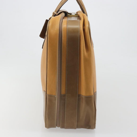 LOEWE Anagram Trunk Leather Beige Gold Tone Auth ep15147