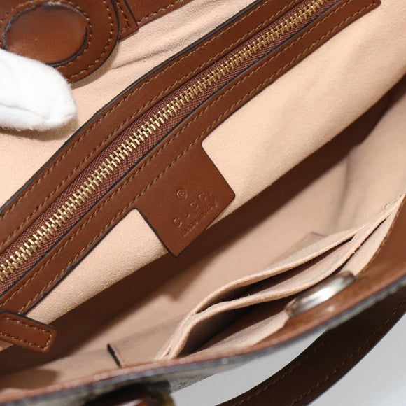 GUCCI GG Supreme Hand Bag PVC Leather 2way Beige Gold Tone 473887 Auth ep15151