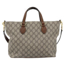 GUCCI GG Supreme Hand Bag PVC Leather 2way Beige Gold Tone 473887 Auth ep15151-2