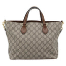 GUCCI GG Supreme Hand Bag PVC Leather 2way Beige Gold Tone 473887 Auth ep15151-3