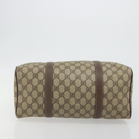 GUCCI GG Supreme Mini Boston Bag PVC Leather Beige Gold Tone Auth ep15153
