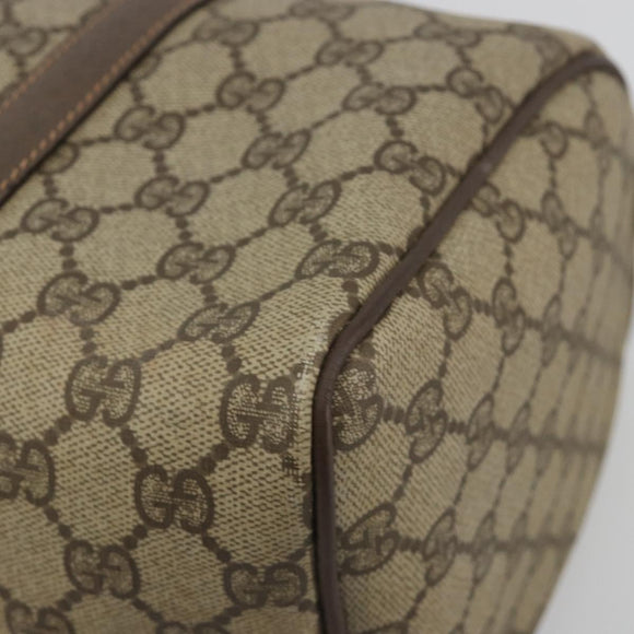 GUCCI GG Supreme Mini Boston Bag PVC Leather Beige Gold Tone Auth ep15153