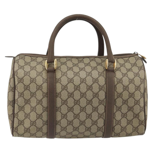 GUCCI GG Supreme Mini Boston Bag PVC Leather Beige Gold Tone Auth ep15153