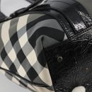BURBERRY Nova Check Tote Bag Nylon Black Silver Auth ep15157-16