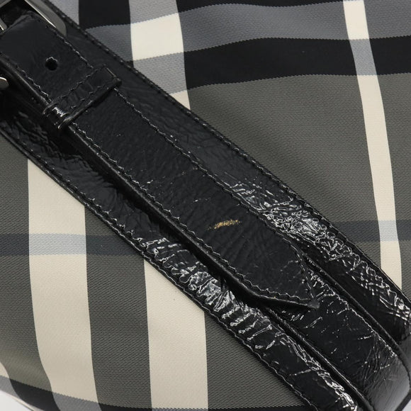 BURBERRY Nova Check Tote Bag Nylon Black Silver Auth ep15157