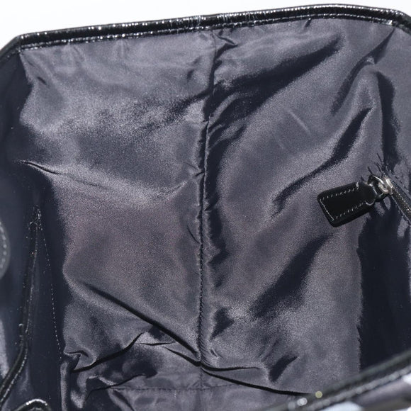 BURBERRY Nova Check Tote Bag Nylon Black Silver Auth ep15157