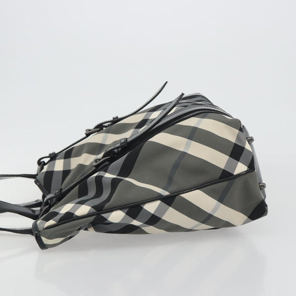 BURBERRY Nova Check Tote Bag Nylon Black Silver Auth ep15157