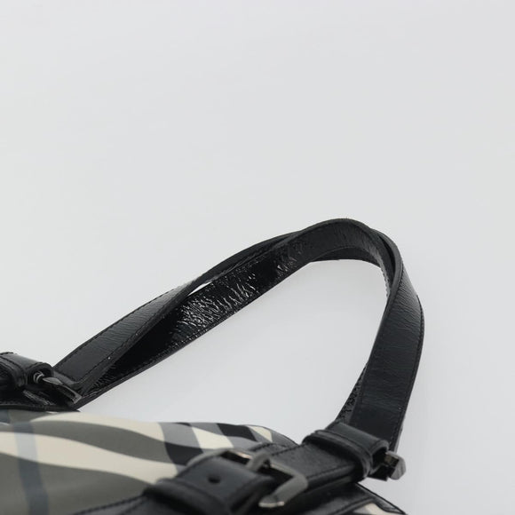 BURBERRY Nova Check Tote Bag Nylon Black Silver Auth ep15157