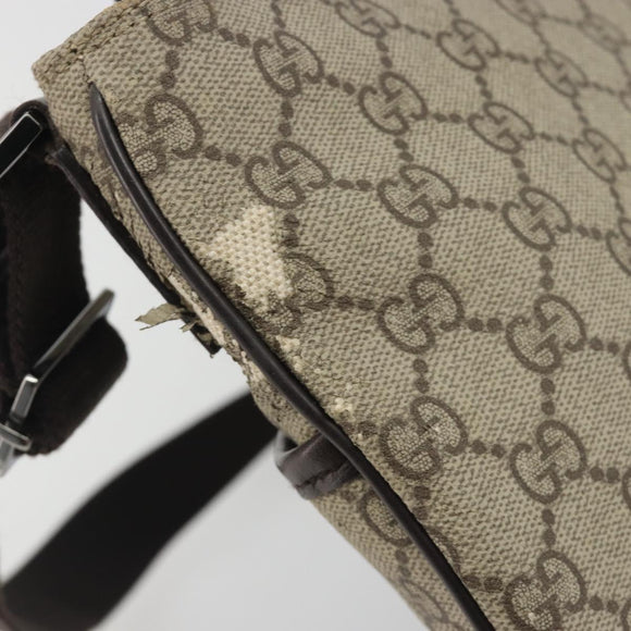 GUCCI GG Supreme Shoulder Bag PVC Leather Beige Silver 141626 Auth ep15158