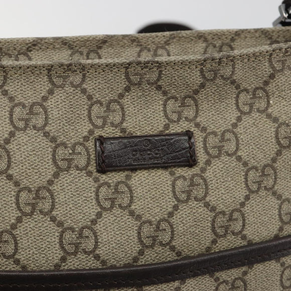 GUCCI GG Supreme Shoulder Bag PVC Leather Beige Silver 141626 Auth ep15158