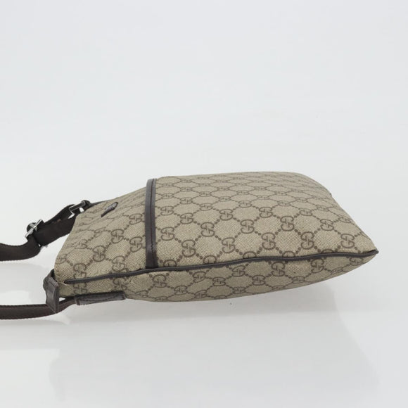 GUCCI GG Supreme Shoulder Bag PVC Leather Beige Silver 141626 Auth ep15158