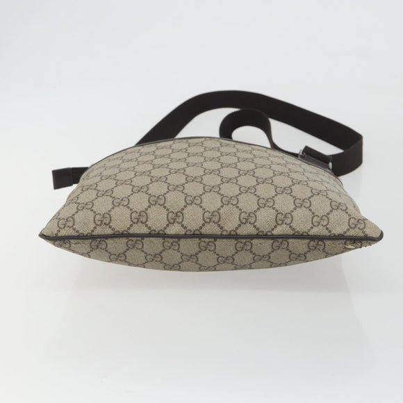 GUCCI GG Supreme Shoulder Bag PVC Leather Beige Silver 141626 Auth ep15158