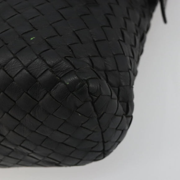 BOTTEGA VENETA INTRECCIATO Shoulder Bag Leather Black Auth ep15159