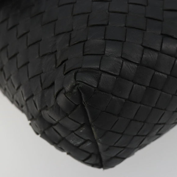BOTTEGA VENETA INTRECCIATO Shoulder Bag Leather Black Auth ep15159