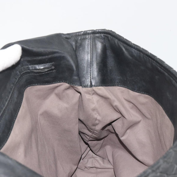 BOTTEGA VENETA INTRECCIATO Shoulder Bag Leather Black Auth ep15159