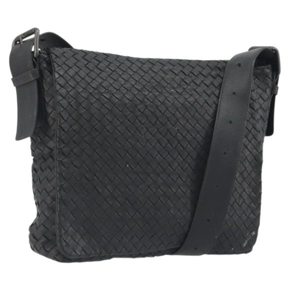 BOTTEGA VENETA INTRECCIATO Shoulder Bag Leather Black Auth ep15159