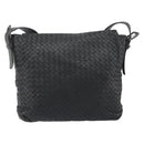 BOTTEGA VENETA INTRECCIATO Shoulder Bag Leather Black Auth ep15159-2