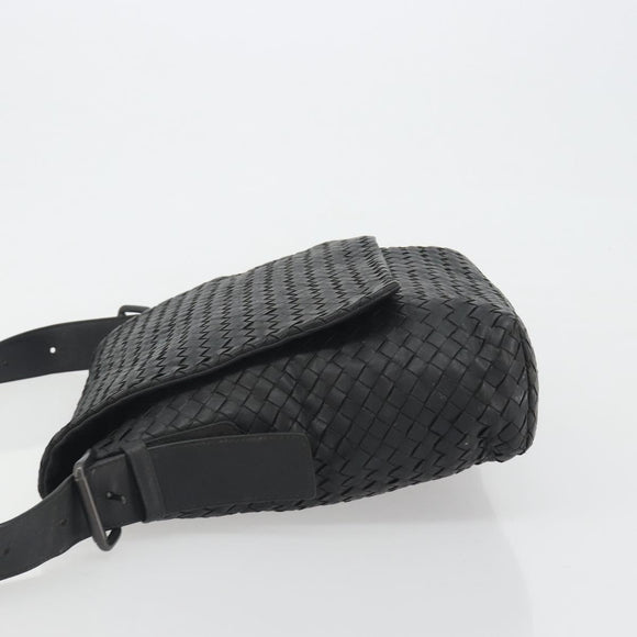 BOTTEGA VENETA INTRECCIATO Shoulder Bag Leather Black Auth ep15159
