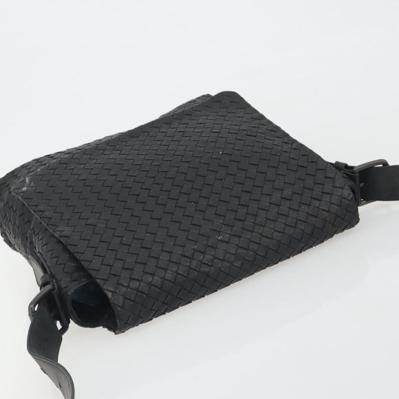 BOTTEGA VENETA INTRECCIATO Shoulder Bag Leather Black Auth ep15159
